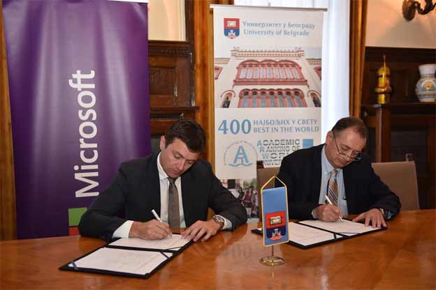 Danas je u Rektoratu Univerziteta u Beogradu potpisan Memorandum o razumevanju između Univerziteta u Beogradu i kompanije Microsoft u Srbiji.