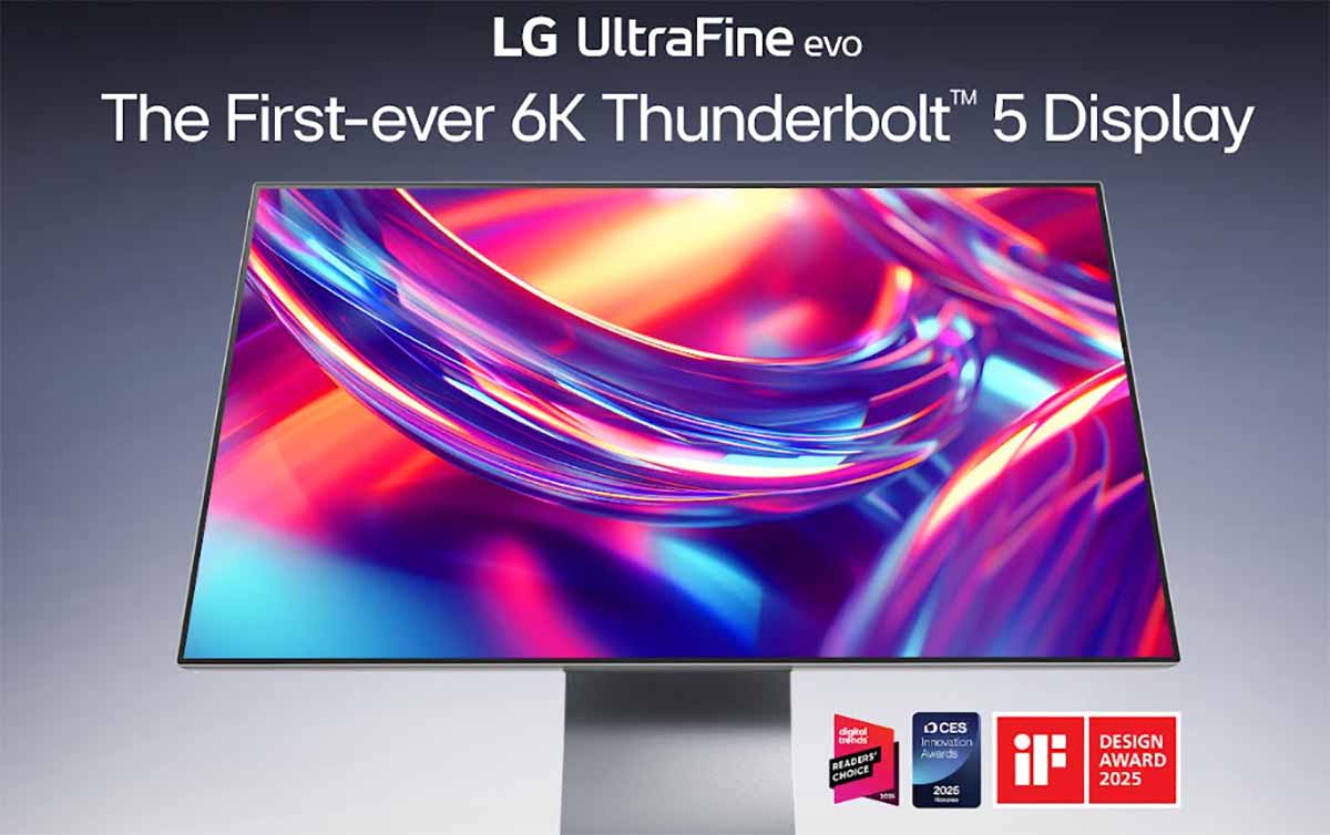 LG UltraFine evo 6K – prvi 6K Thunderbolt 5 monitor, nagrađen CES Innovation i iF Design priznanjima.